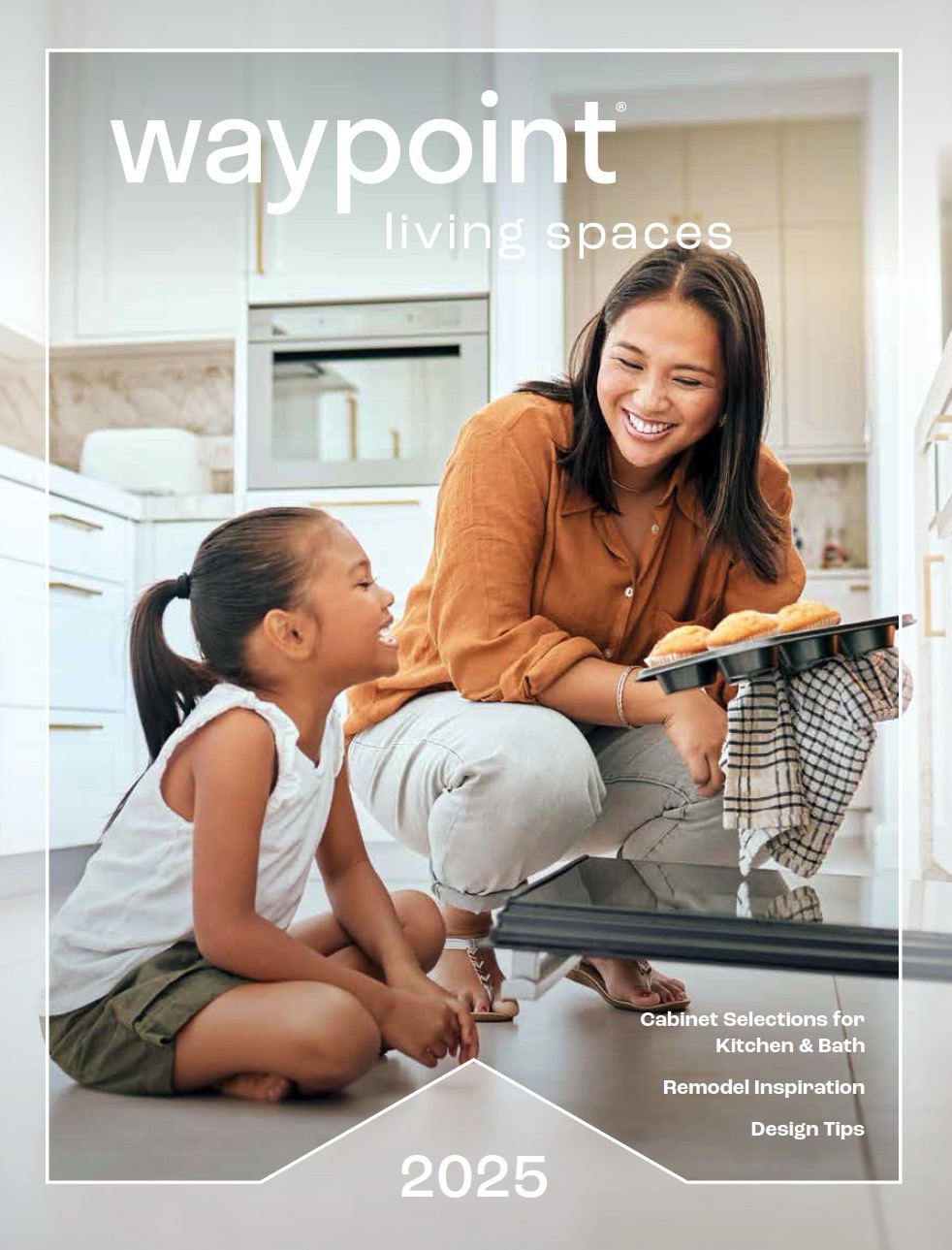 Waypoint Living Spaces cabinet brochure showing kitchen and bathroom cabinetry styles, finishes, and design options